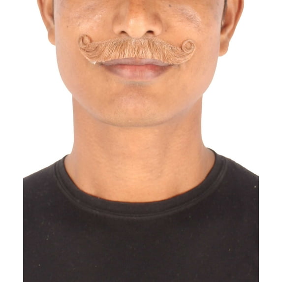 Men's Imperial Curly Mustache | Human Facial Hair | Multiple Color Options | HPO