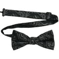 thumbnail image 1 of Men’s Imperial Silver Black Formal Satin Pre-Tied Bow Tie in a Variety of Colors by Spencer J’s Signature Satin Collection, 1 of 4