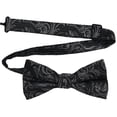 thumbnail image 1 of Men’s Imperial Silver Black Formal Satin Pre-Tied Bow Tie by Spencer J’s Signature Satin Collection, 1 of 5