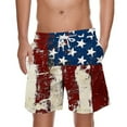 thumbnail image 1 of Men's Independence Day Beach Shorts Celebrating Independence Sports Shorts Stars Stripes Printed Elastic Waist Drawstring with Pockets Cropped Shorts, 1 of 5