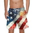 thumbnail image 1 of Men's Independence Day Beach Shorts Celebrating Independence Sports Shorts Stars Stripes Printed Elastic Waist Drawstring with Pockets Cropped Shorts, 1 of 5
