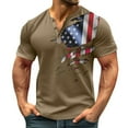 thumbnail image 1 of Men's Independence Day Flag Print T-Shirt, Oversized Casual Short Sleeve Top for Festive Events and Daily Wear ,Khaki L, 1 of 5