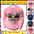 thumbnail image 1 of Men's Independence Day Long Sleeve Shirt, Stars and Stripes Print Crewneck Loose Fitting Top, July 4th Festive Celebration Clothes, Lightweight National Icon Tee, 1 of 4