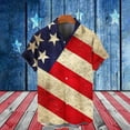 thumbnail image 1 of Men's Independence Day Shirts 4Th Of July Flag Printed Lapel Collar Tees Loose Casual Short Sleeved Tops Khaki S, 1 of 5
