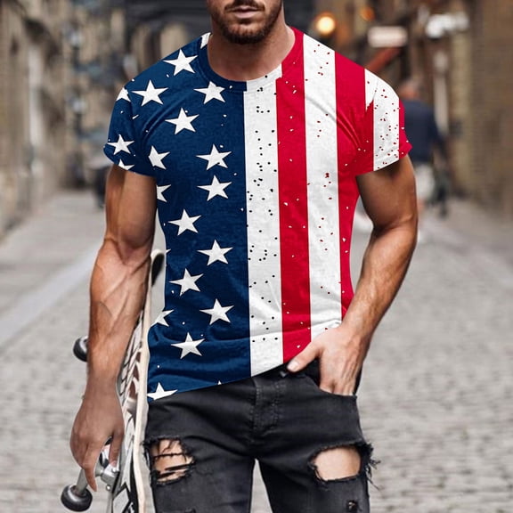 Men's Independence Day Shirts Under $10 Free Shipping Fashion Canadian Printing Short Sleeve Round Neck Pullover T-Shirt Top Blouses