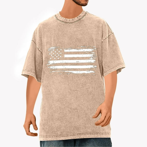 Men's Independence Day T-Shirt, Patriotic Graphic Short Sleeve Tee, Casual Cotton Top for July 4th Celebration and Summer