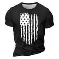 thumbnail image 1 of Men's Independence Day T-Shirt Trendy USA Flag Retro Pullover Top Soft Lightweight Short Sleeve Round Neck Casual Shirt Black L, 1 of 4