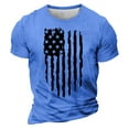 thumbnail image 1 of Men's Independence Day T-Shirt Trendy USA Flag Retro Pullover Top Soft Lightweight Short Sleeve Round Neck Casual Shirt Blue XXXXXL, 1 of 4