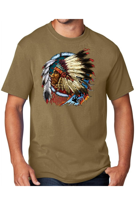 Men's Indian Chief Dreamcatcher Biker T-shirt, 2XL Coyote Brown