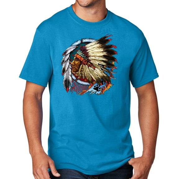 Men's Indian Chief Dreamcatcher Biker T-shirt, 3XL Sapphire Blue