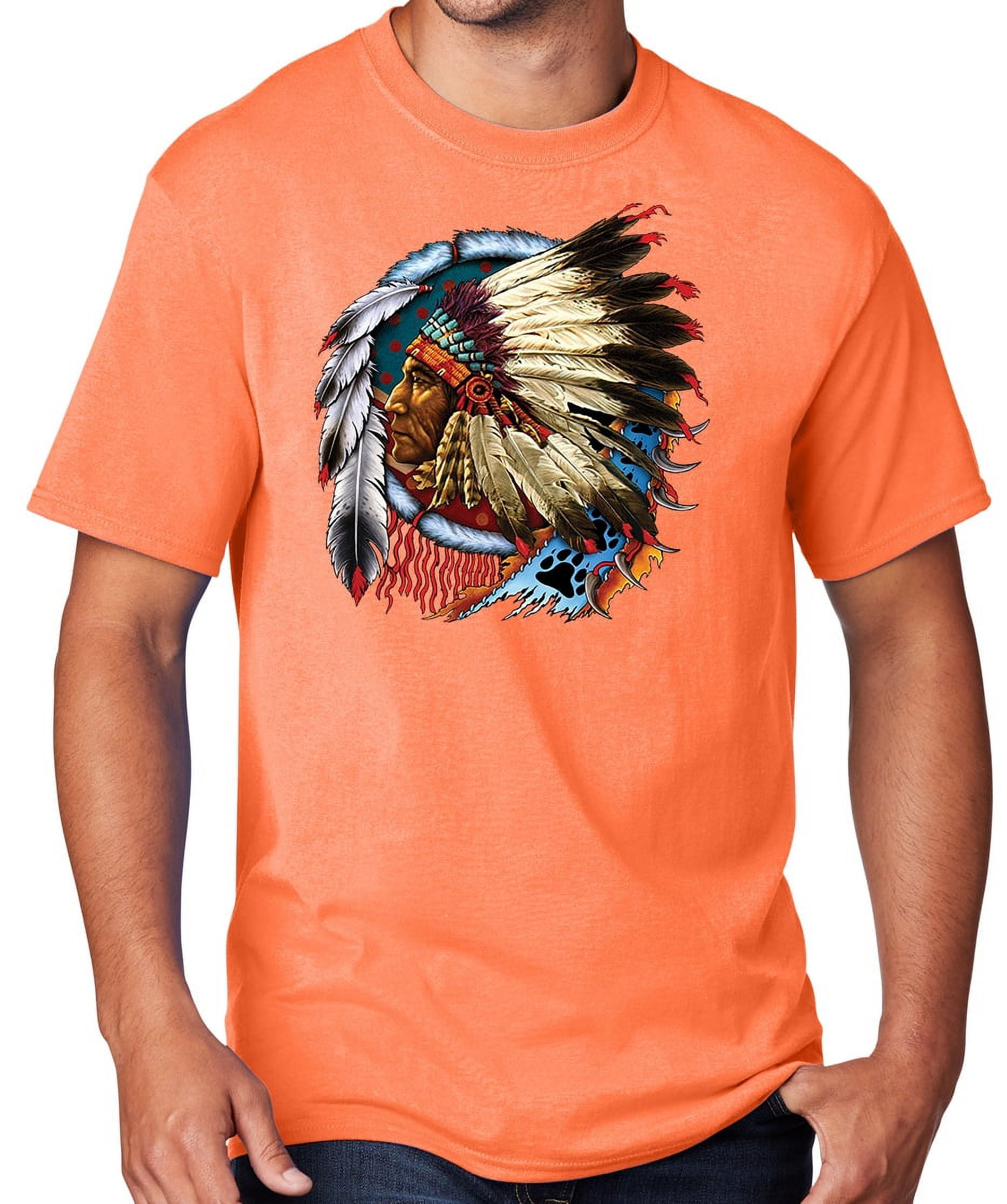 Men s Indian Chief Dreamcatcher Biker T shirt 6XL Neon Orange Walmart Business Supplies