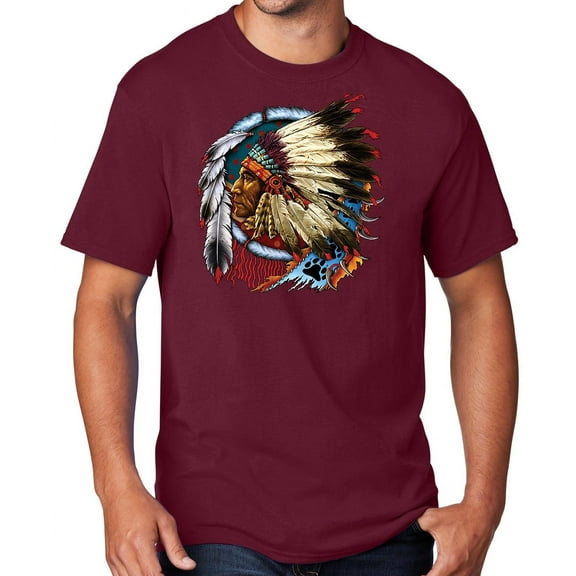 Men's Indian Chief Dreamcatcher Biker T-shirt, Small Cardinal Red