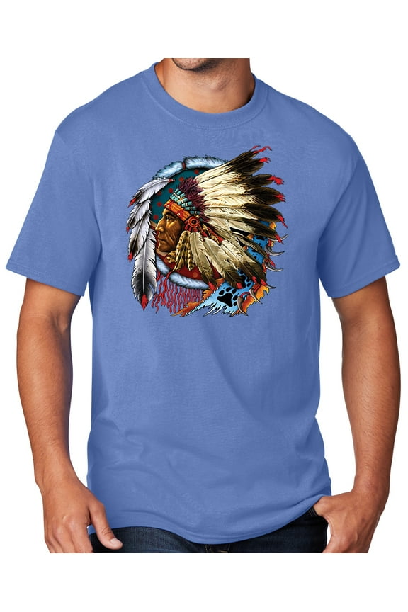 Men's Indian Chief Dreamcatcher Biker T-shirt, Small Carolina Blue