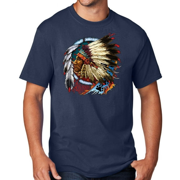 Men's Indian Chief Dreamcatcher Biker T-shirt, Small Navy Blue