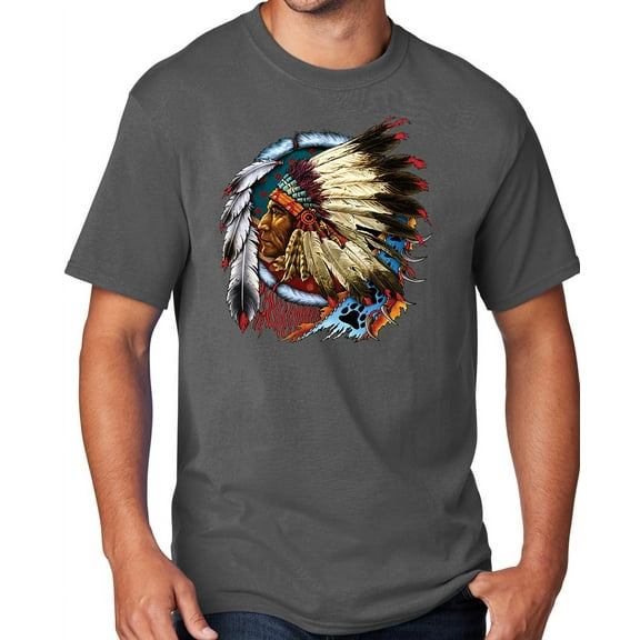 Men's Indian Chief Dreamcatcher Biker T-shirt, XL Charcoal Gray