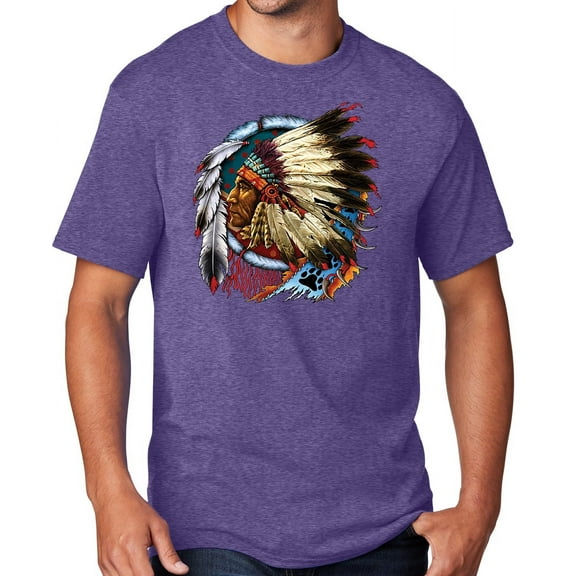 Men's Indian Chief Dreamcatcher Biker T-shirt, XL Heather Purple
