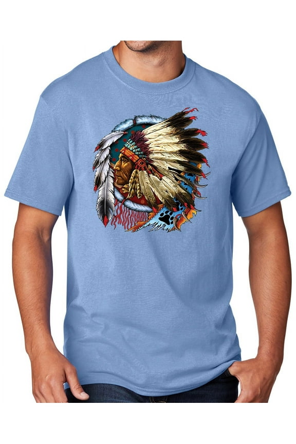 Men's Indian Chief Dreamcatcher Biker T-shirt, XL Light Blue