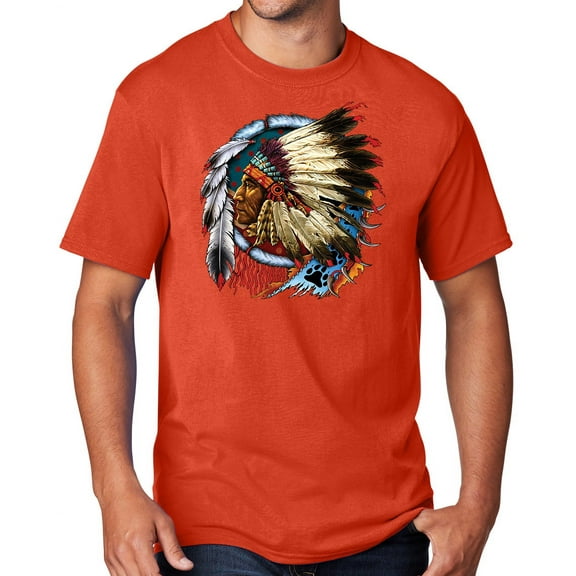 Men's Indian Chief Dreamcatcher Biker T-shirt, XL Orange