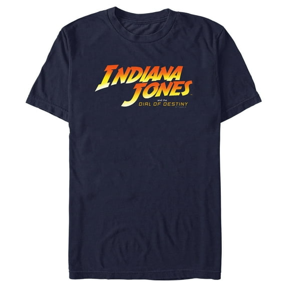 Men's Indiana Jones and the Dial of Destiny Official Movie Logo Graphic Tee Navy Blue 2X Large