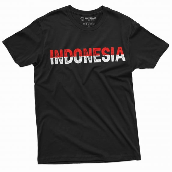 Men's Indonesia Shirt Indonesian Gifts Indonesia Patriotic Country National Shirt Indonesia Shirt (3X-Large Black)