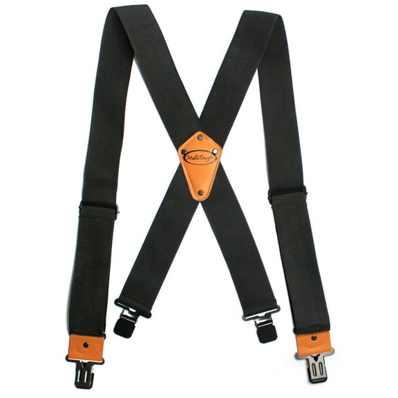 Men's Industrial Strength Suspenders Partial Black Elastic Tradesperson's Suspenders 2 inch Wide Tool Belt Suspenders