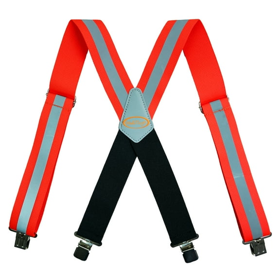 Men's Industrial Strength Suspenders Partial Elastic Tradesperson's Suspenders 2 inch Wide Reflective Suspenders