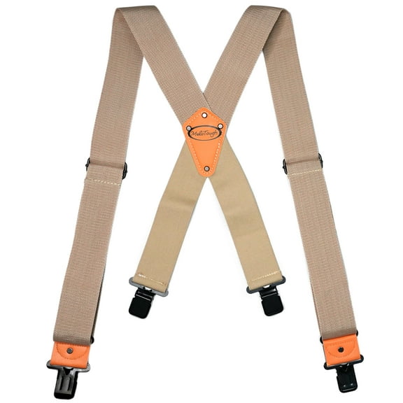 Men's Industrial Strength Suspenders Partial Elastic Tradesperson's Suspenders 2 inch Wide Tool Belt Suspenders