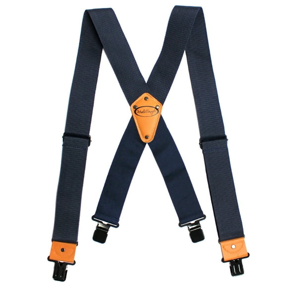 Men's Industrial Strength Suspenders Partial Elastic Tradesperson's Suspenders 2 inch Wide Tool Belt Suspenders