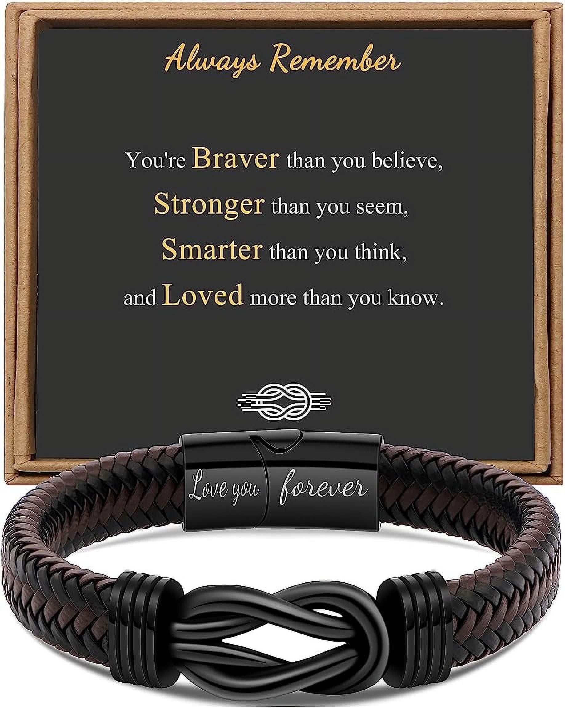 Leather Bracelet for Men Dad Husband Boyfriend Son Grandson Gift