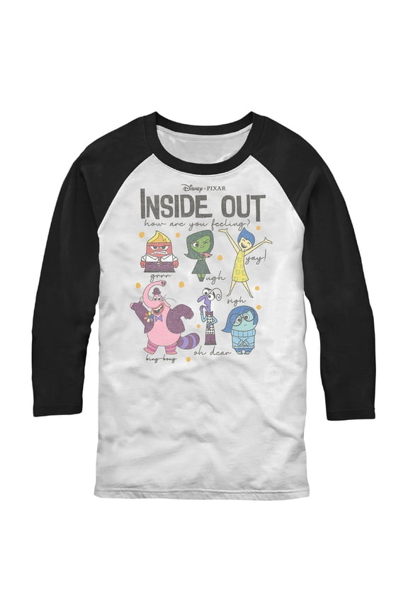 Men's Inside Out How Are You Feeling Baseball Graphic Tee White/Black Large