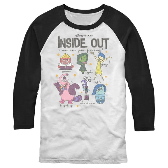 Men's Inside Out How Are You Feeling Baseball Graphic Tee White/Black Small