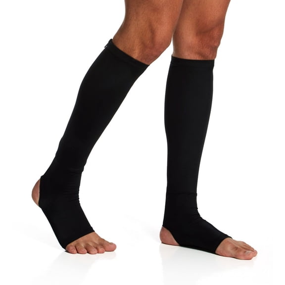 Men's Insta Slim MD402 Instant Recovery Compression Knee Sock w/ Back Zip (Black S)