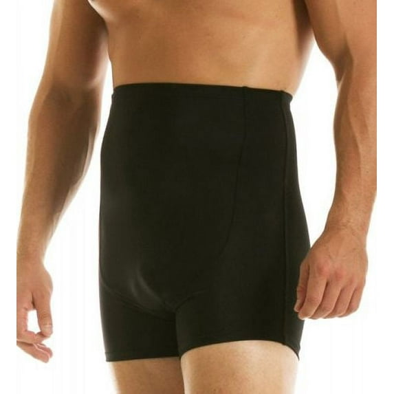 Men's Insta Slim MS2213 Mid Waist Compression Slimming Boxer Short (Black S)