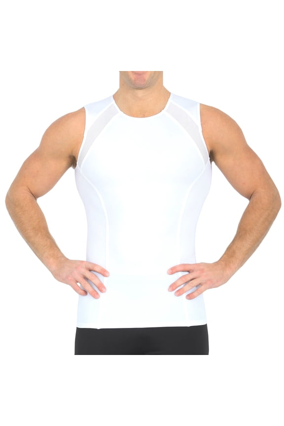 Men's Insta Slim MSC2307 Power Mesh Compression Tank w/ Back & Side Support (White M)