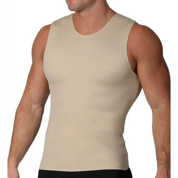 Insta Slim Mens Compression Sleeveless Crew Neck Tank, Athletic Muscle Top TS00N1