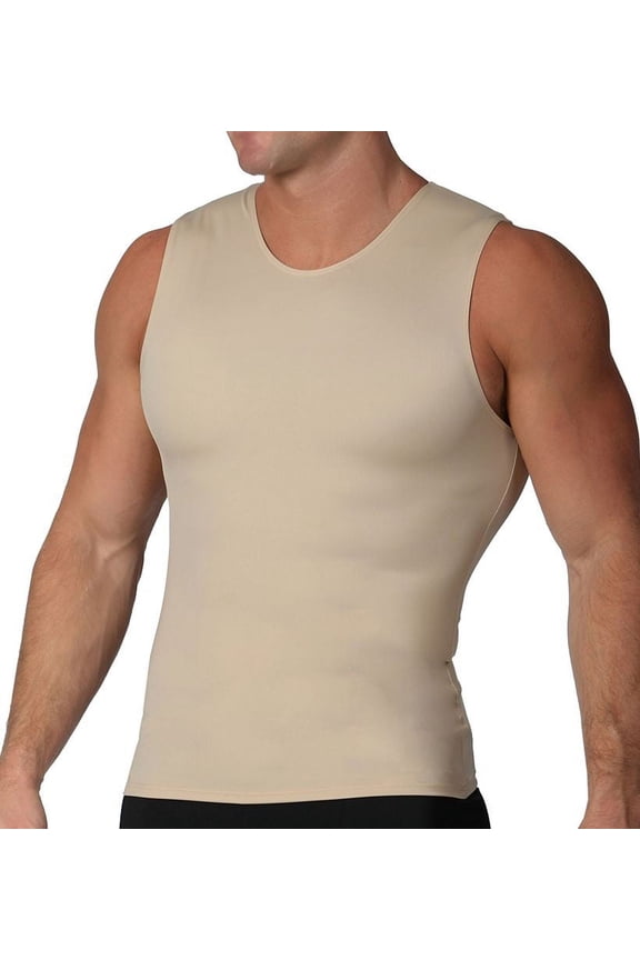 Mens Compression Crew Neck Tank, Athletic Sleeveless Undershirt TS00N1