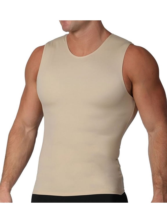 Mens Compression Crew Neck Tank, Athletic Sleeveless Undershirt TS00N1