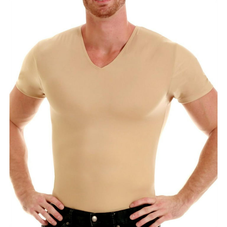 Men's Insta Slim VS0001 Slimming Compression V-Neck T-Shirt (Nude 2XL)
