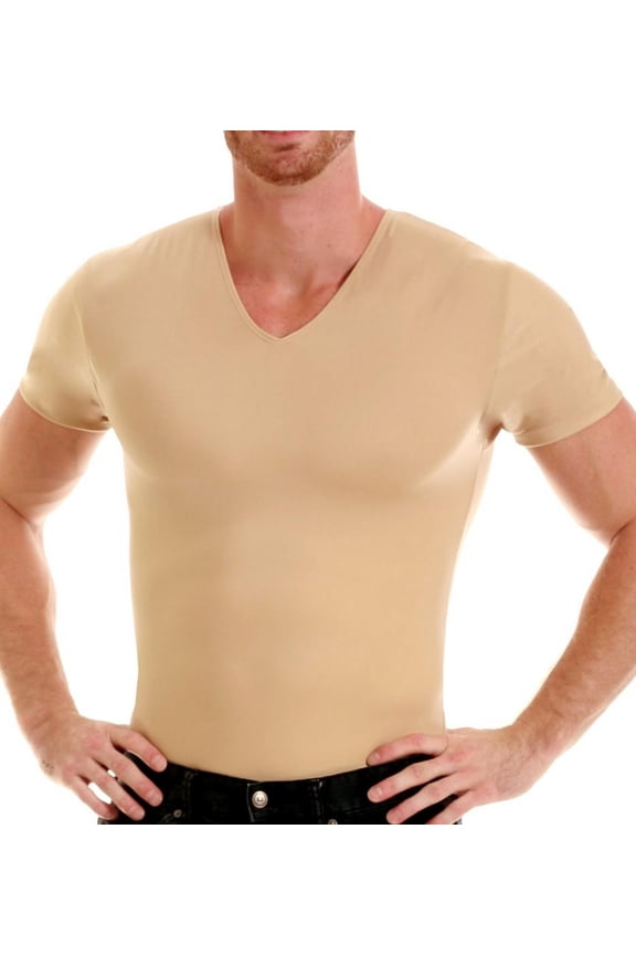 Mens Compression V-Neck, Athletic Slimming T-Shirt VS0001