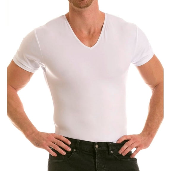 Men's Insta Slim VS0001 Slimming Compression V-Neck T-Shirt (White XL)