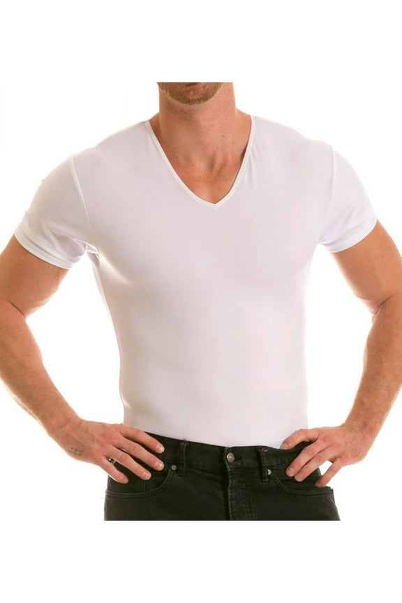 Men's Insta Slim VS0001 Slimming Compression V-Neck T-Shirt (White XL)