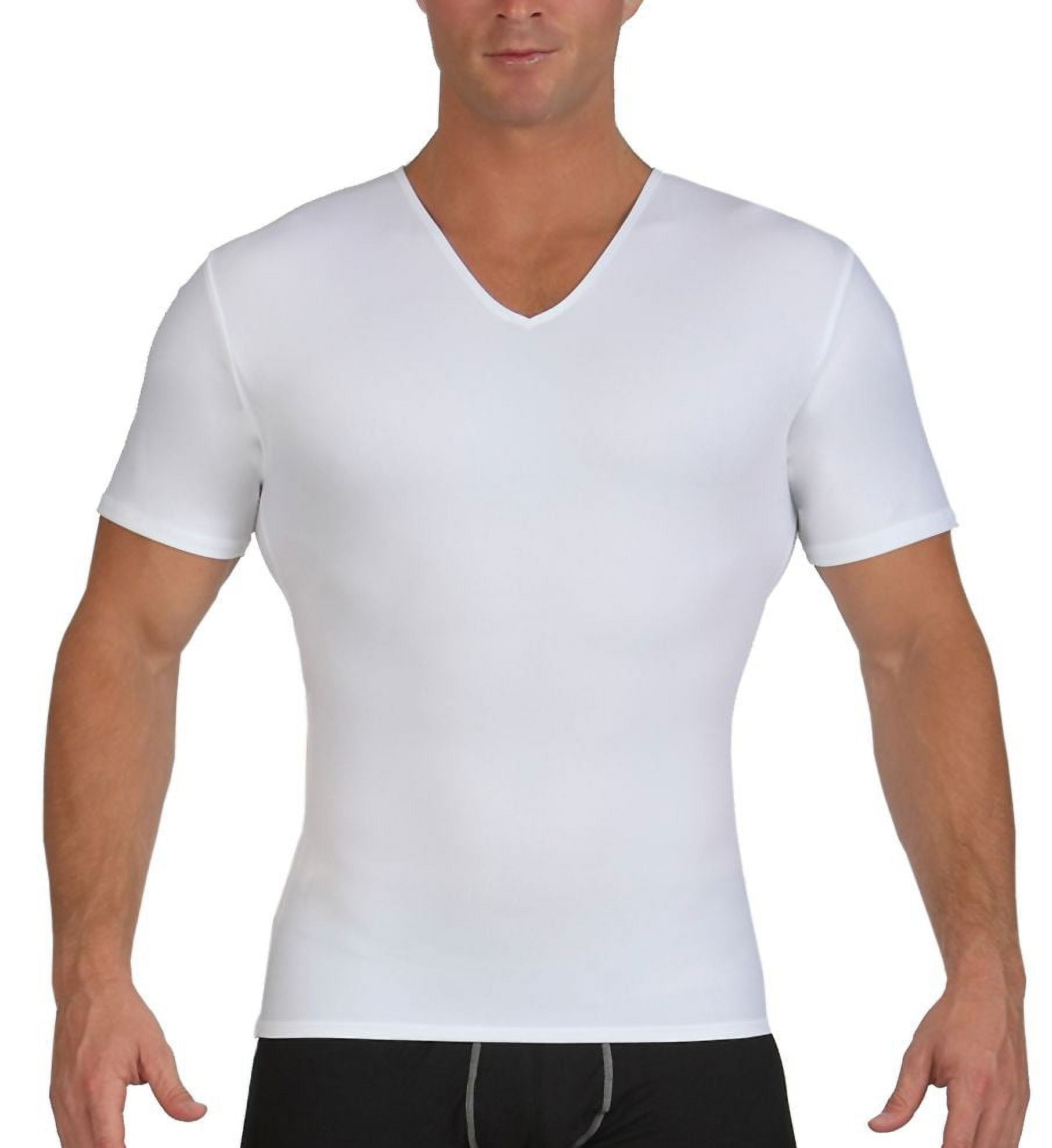Men's Insta Slim VS00Z1 V-Neck Compression Shirt With Side Zipper (White  3XL)