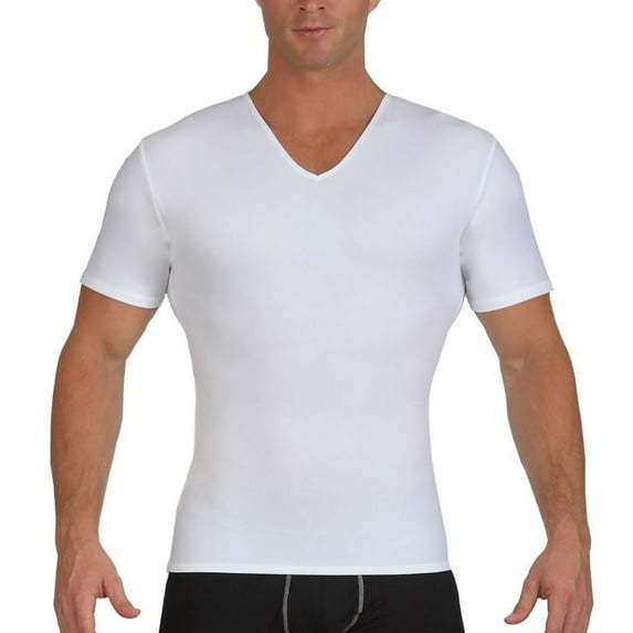 Men's Insta Slim VS00Z1 V-Neck Compression Shirt With Side Zipper (White 3XL)