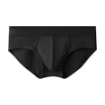 thumbnail image 1 of Ticikt Men's Modal Ribbed Briefs, Mid-Rise Soft Breathable Solid Color Triangle Underwear(Color:Black,Size:L), 1 of 3