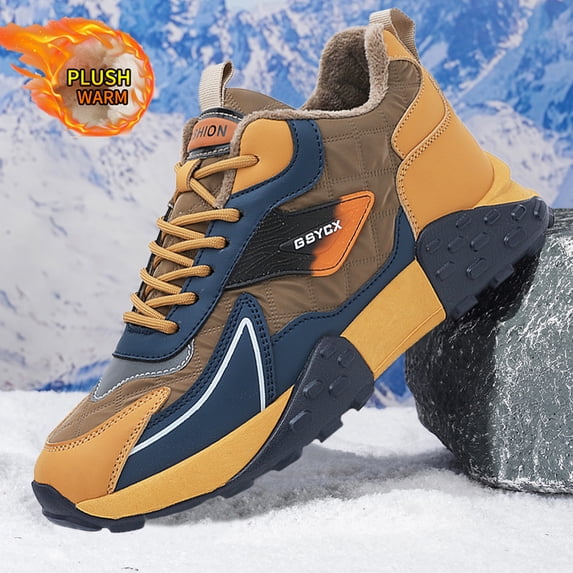 Men's Insulated High Top Winter Boots Warm Fleece Lined Outdoor Sneaker Boots Anti Slip for Daily Walking