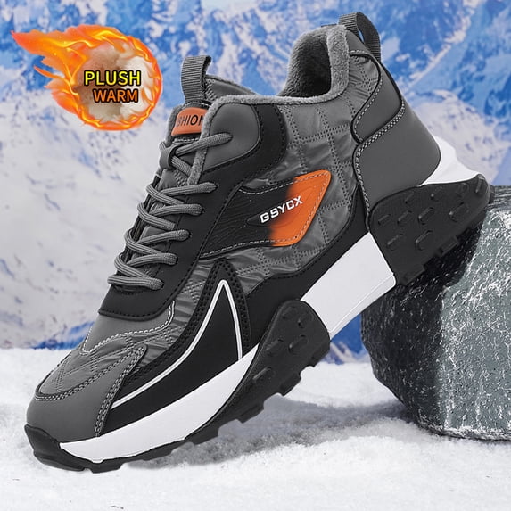 Men's Insulated High Top Winter Boots Warm Fleece Lined Outdoor Sneaker Boots Anti Slip for Daily Walking