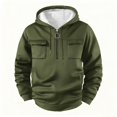 thumbnail image 1 of Men's Insulated Hooded Quarter-Zip, Men's Thermal Hooded Sweatshirt Solid Color Pullover Outdoor Hooded Sweatshirt Fleece Lined Hooded for Workout Gym Sports Running Outdoor Winter Jackets, 1 of 2