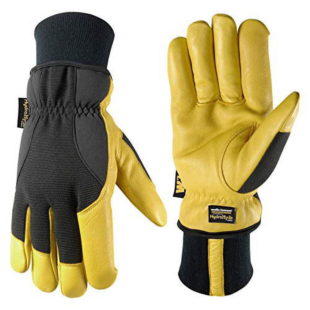 Men's HydraHyde Black Leather Palm Winter Work Gloves, Large (Wells Lamont  1206K) 