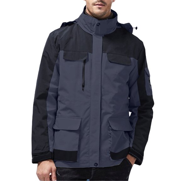 Men's Insulated Jacket Ski Winter Coat Lightweight Insulated Waterproof Snow Jacket Hooded Windproof Warm Outerwear with Mutil Pockets