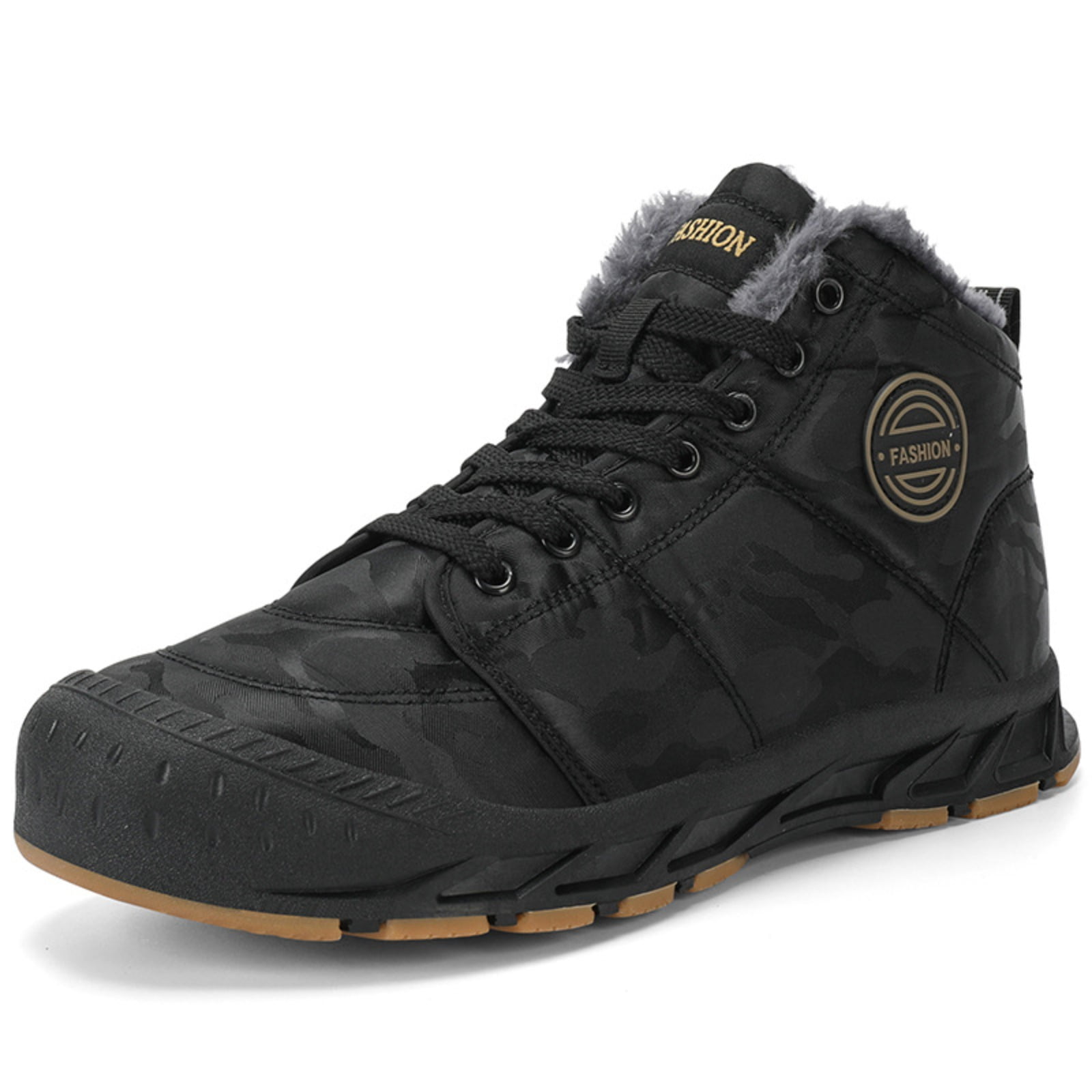 Men’s Insulated Outdoor Hiking Snow Boots, Fleece-Lined Warm Camouflage Winter Shoes with Protective Closed Toe, Non-Slip Waterproof Cold-Weather Boots for Outdoor Trekking